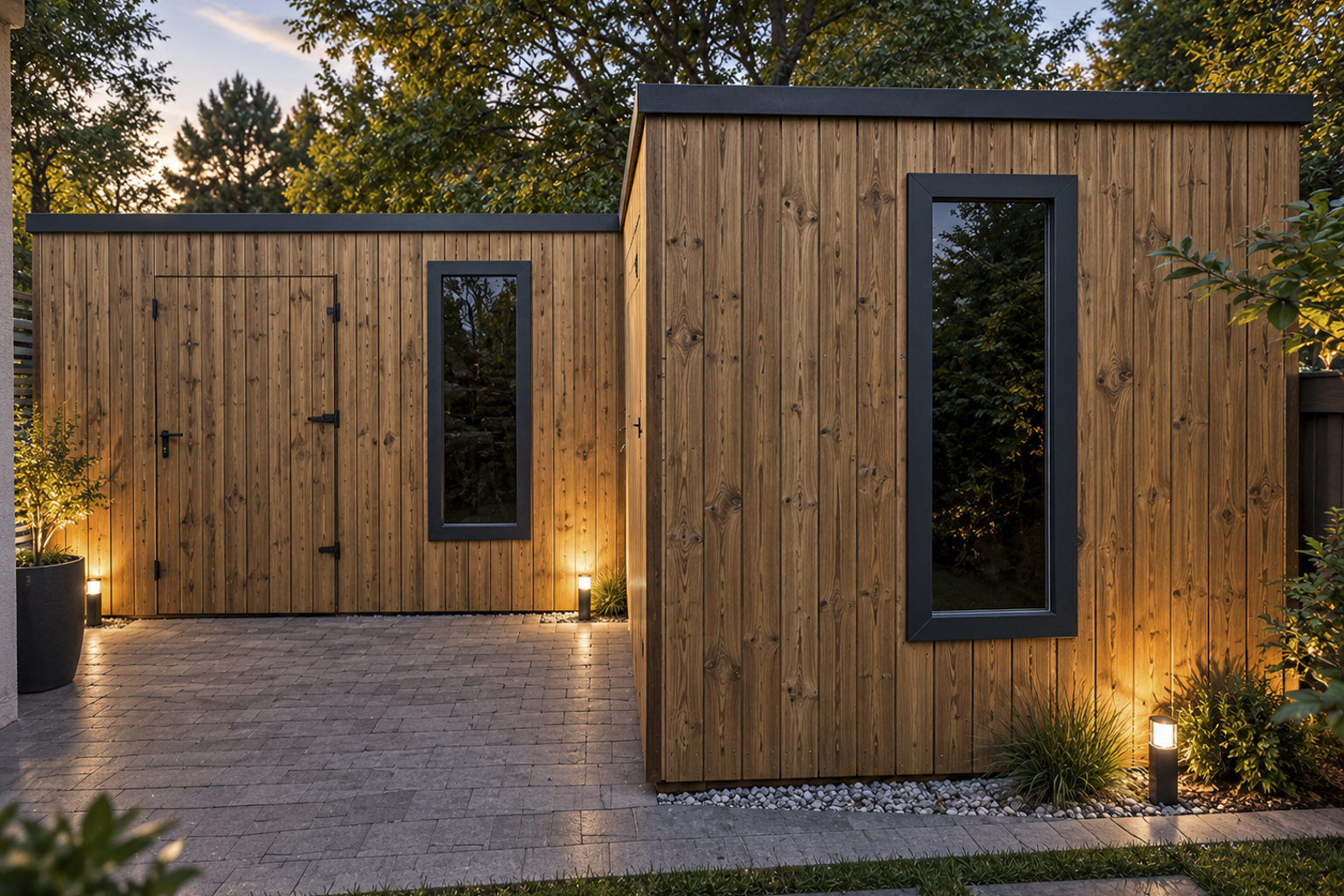 Domek ogrodowy BoxHouse w kształcie litery L – TrioStal